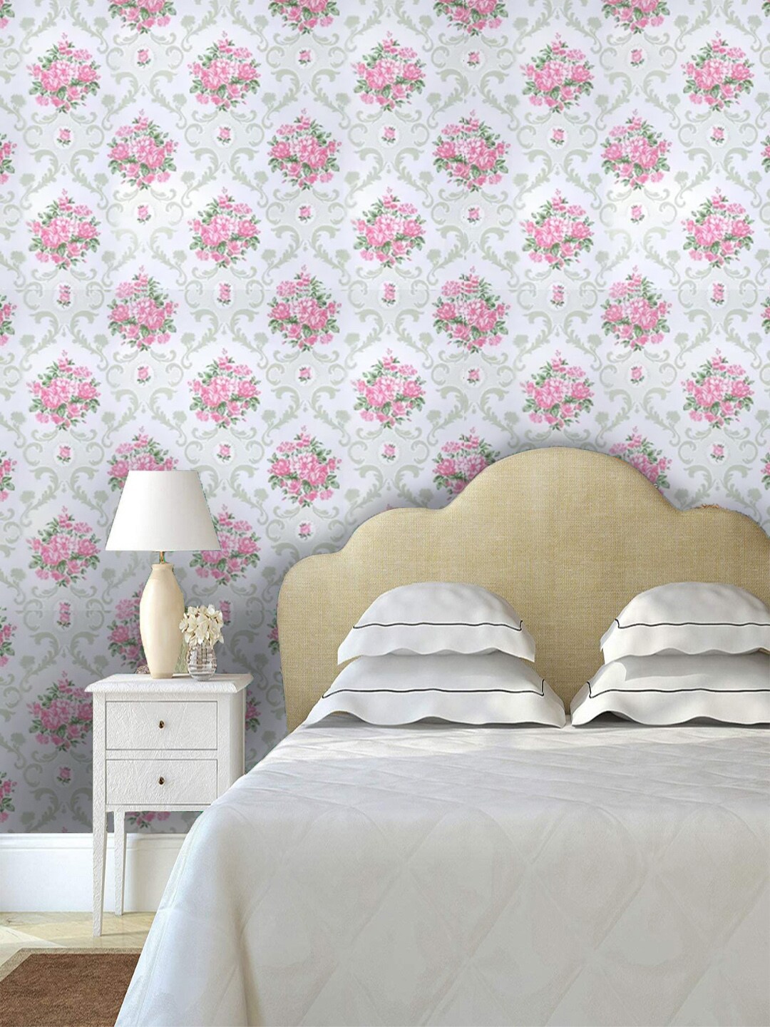 FW36826  Watercolor Floral Pink  Grey Wallpaper