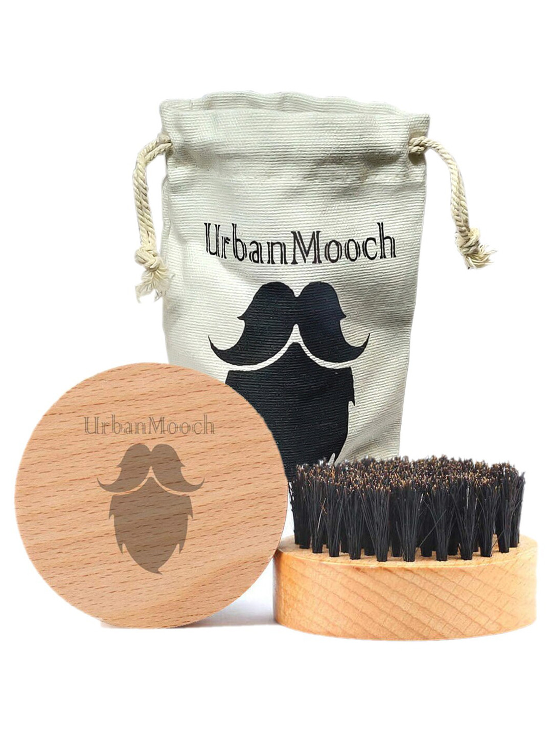 UrbanMooch Round Boar Bristle Beard & Mustache Brush