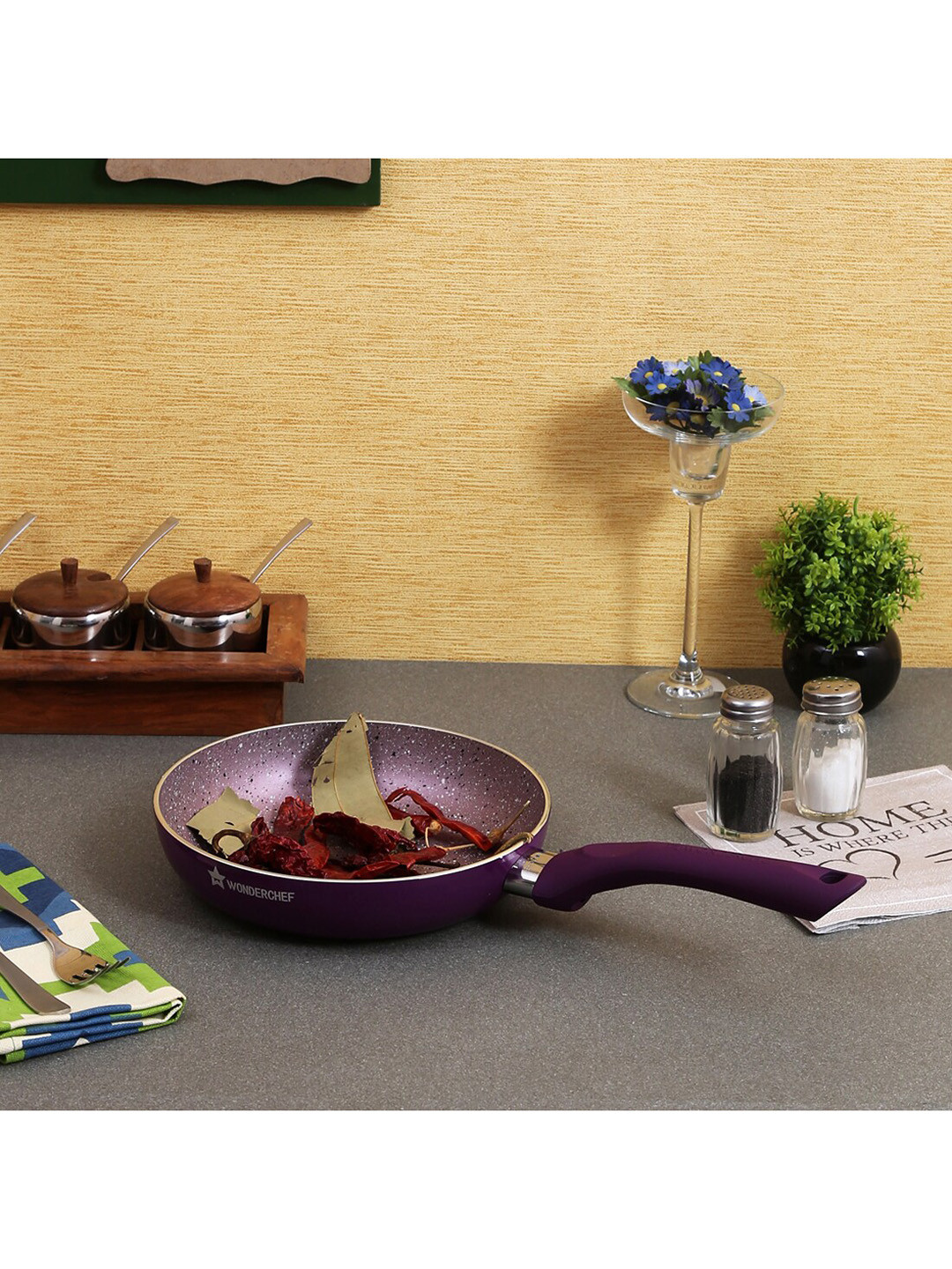 Wonderchef Purple Solid Royal Velvet Fry Pan