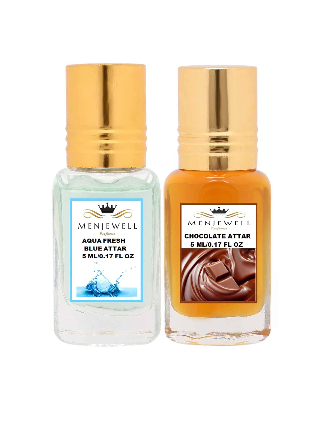 Menjewell Pack of 2 Attar - Aqua Fresh & Chocolate Attar 5 ml Each