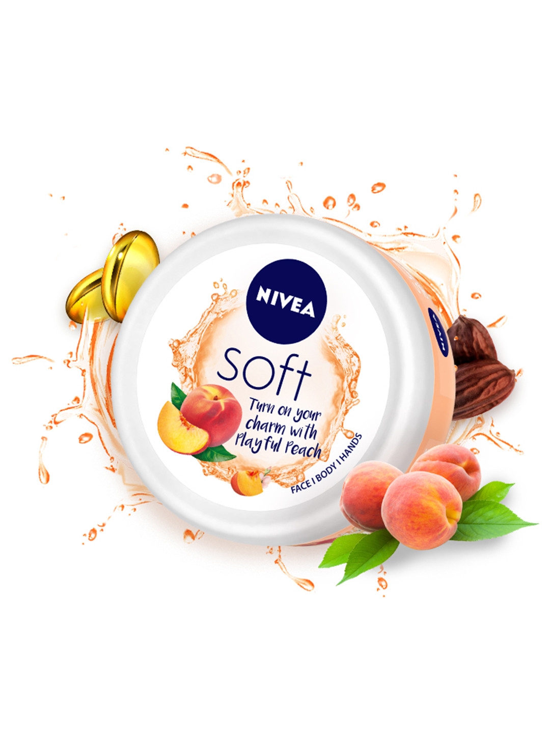 Nivea Soft Light Moisturizer Cream - Playful Peach - For Face Hands & Body - 100 ml