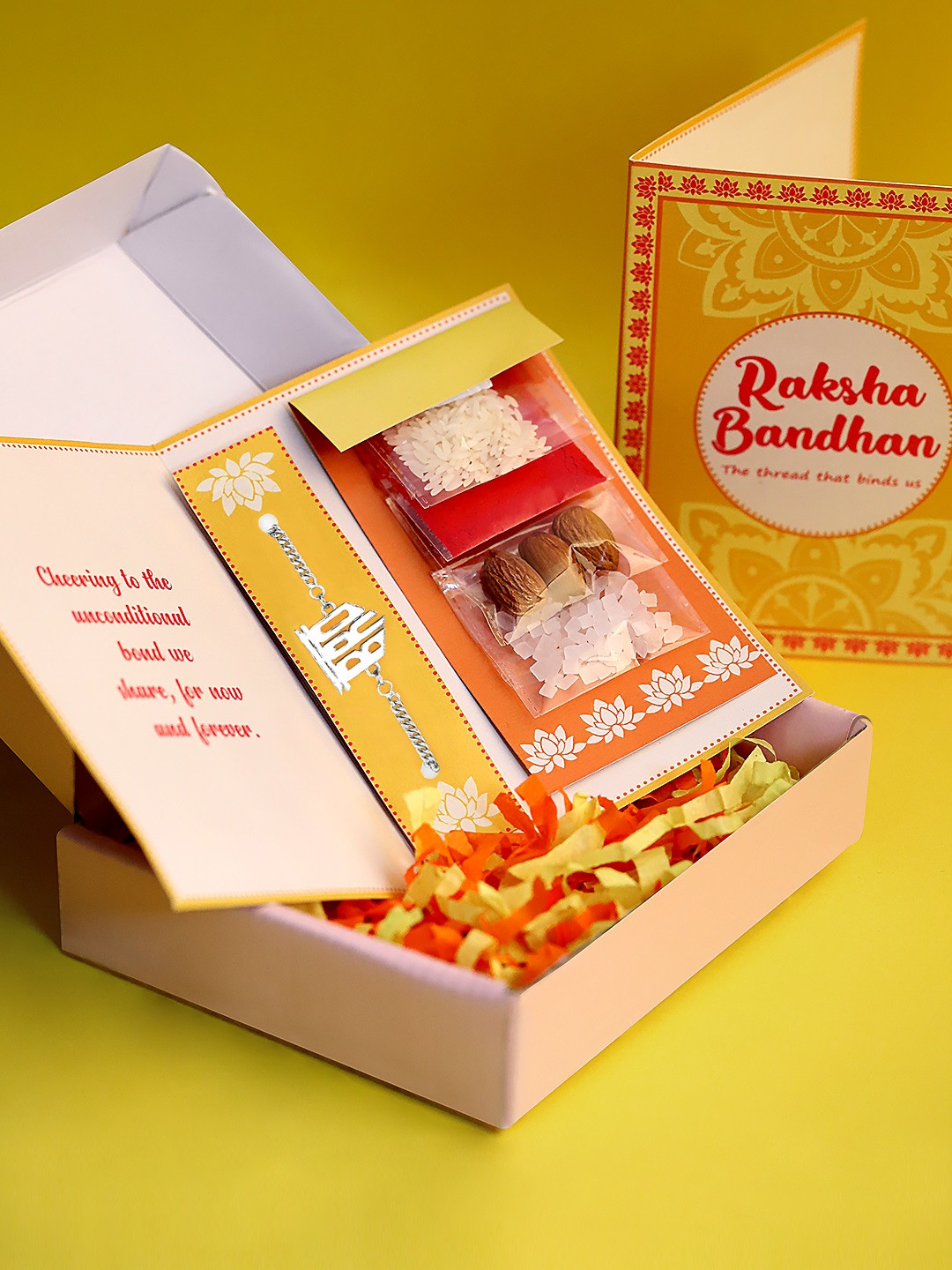 Rubans Silver Plated Handcrafted Rakhi Gift Set