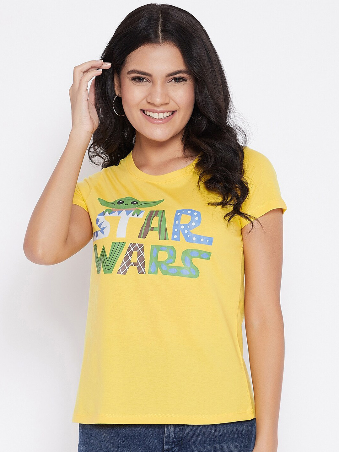 Star Wars by Wear Your Mind Women Yellow & Green Star Wars Printed T-shirt
