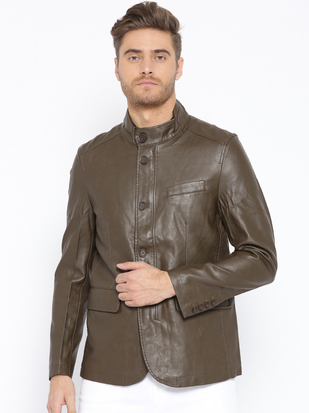 U S Polo Assn Coffee Brown Faux Leather Jacket