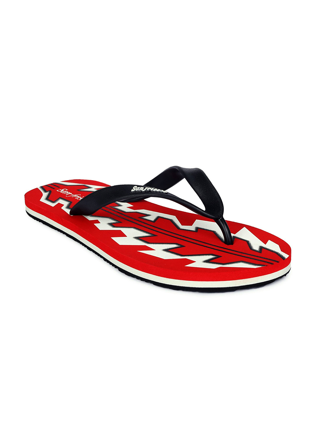 San Frissco Men Red & White Printed Rubber Thong Flip-Flops