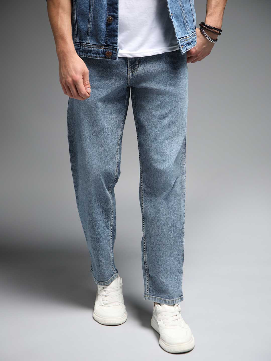High Star Men Blue Relaxed Fit Light Fade Jeans