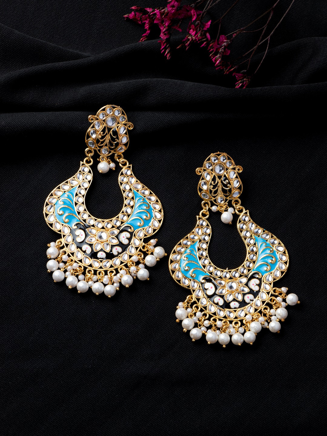 MORKANTH JEWELLERY Woman Blue Contemporary Chandbalis Earrings