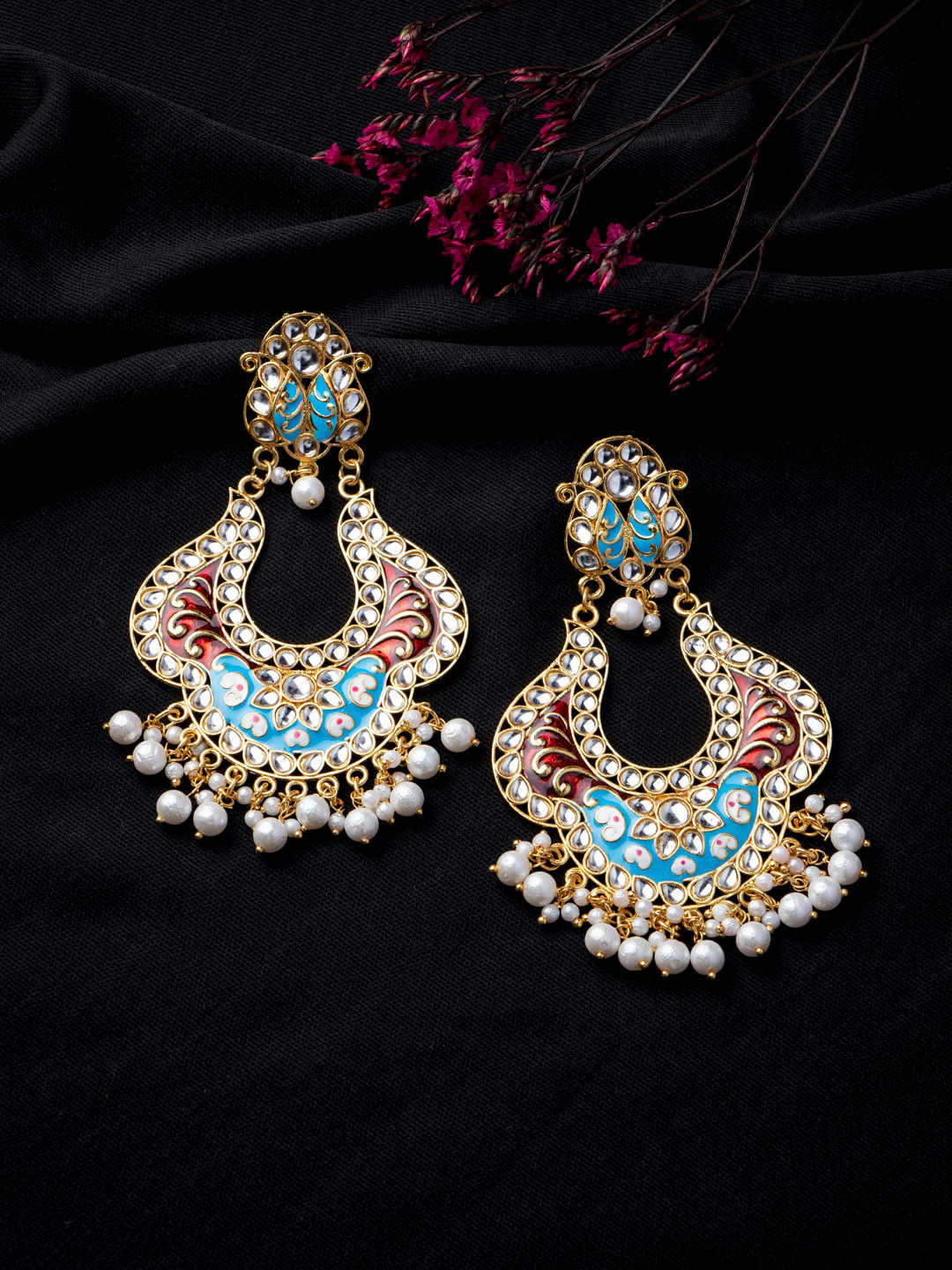 MORKANTH JEWELLERY Turquoise Blue Contemporary Chandbalis Earrings