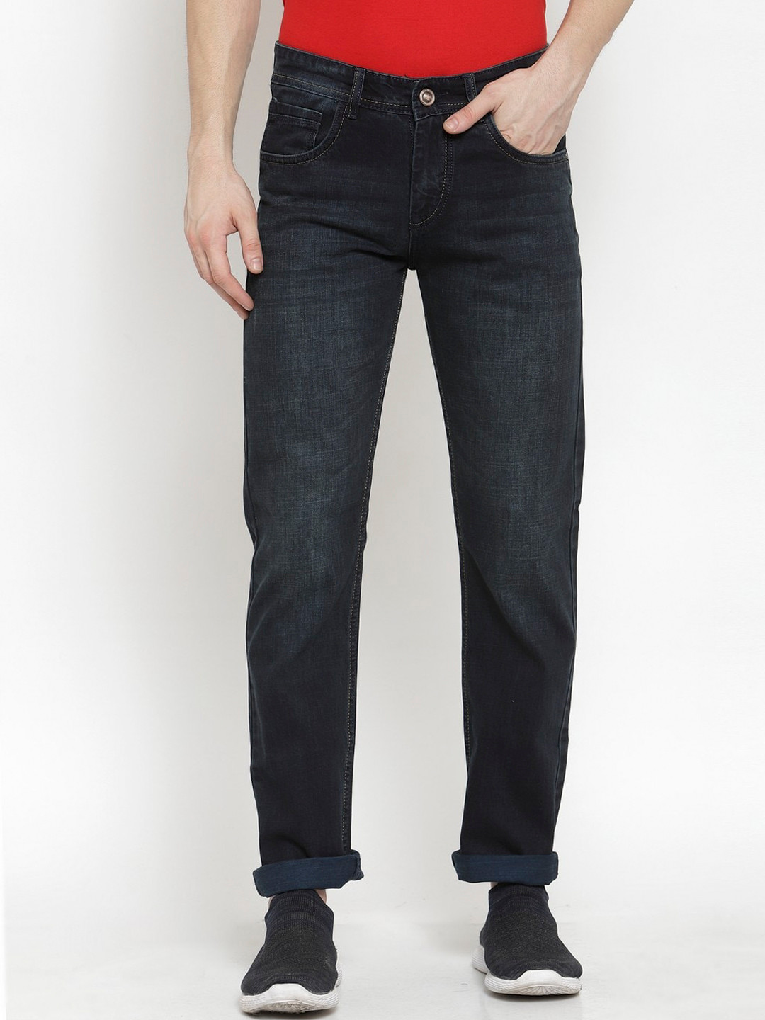 FEVER Men Blue Cotton Light Fade Mid-Rise Regular Fit Jeans