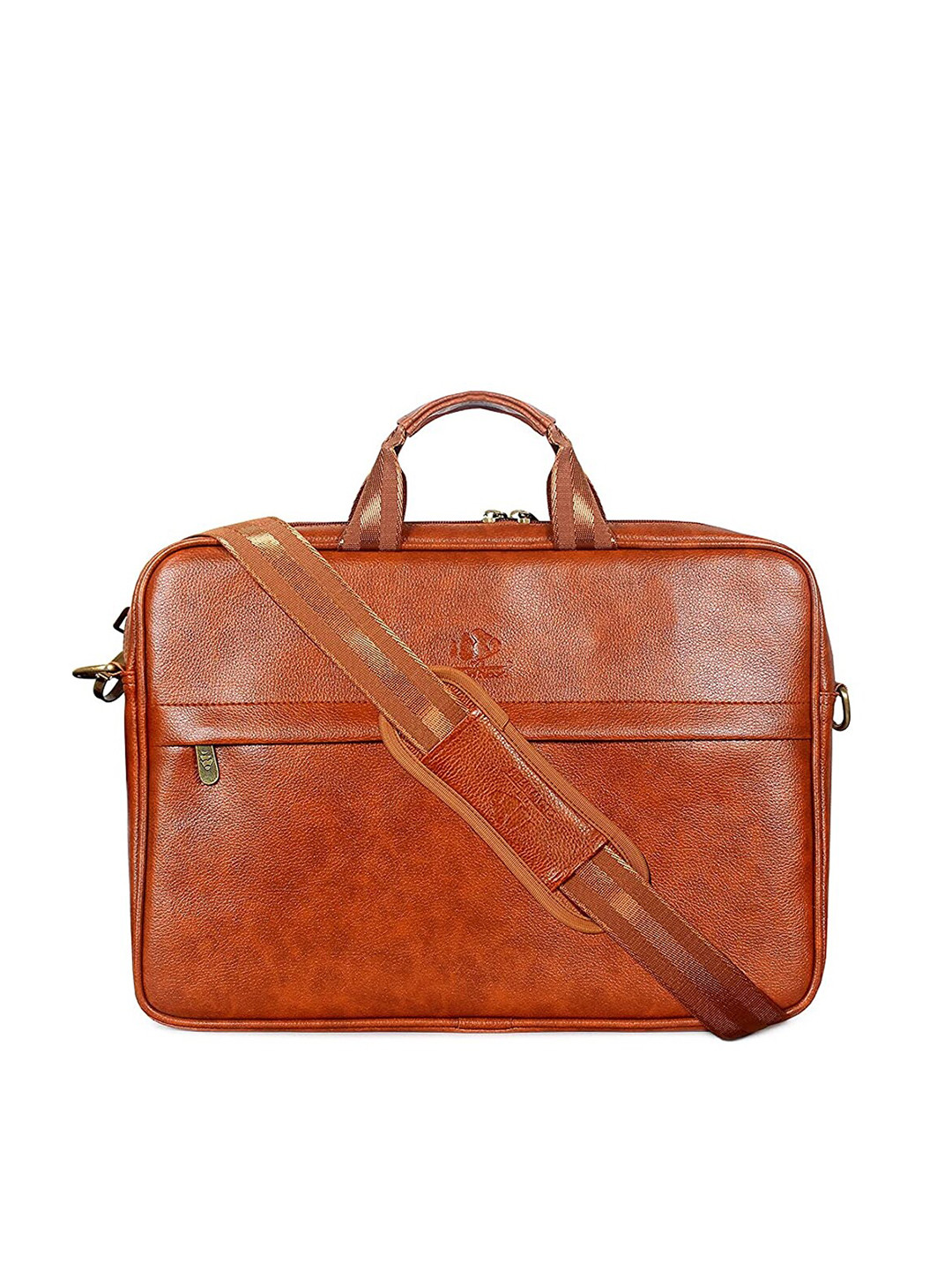 THE CLOWNFISH Noble Unisex Tan Leather Laptop Bag