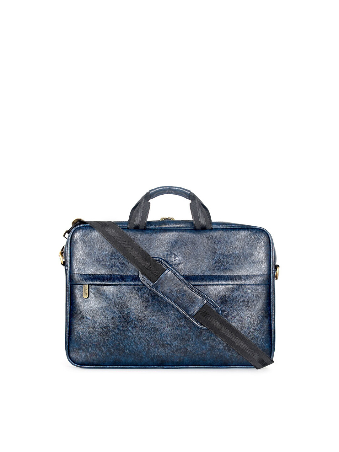 THE CLOWNFISH Noble Unisex Blue Leather Laptop Bag