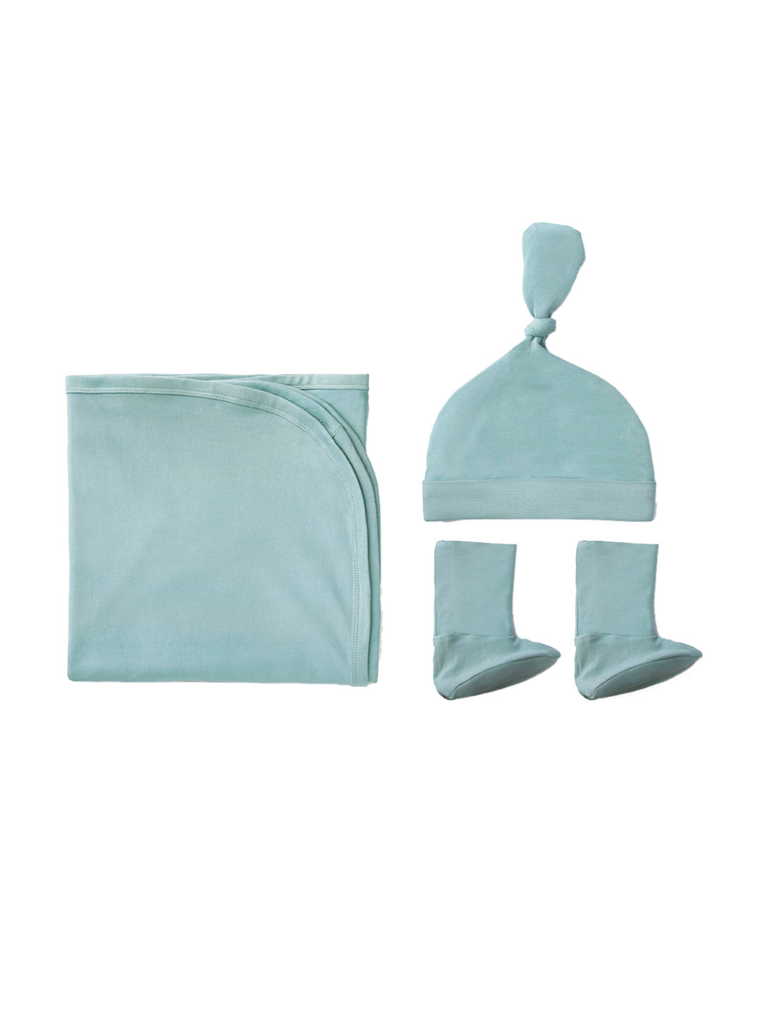 Softsens Infant Kids Teal Blue Solid 3 Pcs Apparel Gift Set