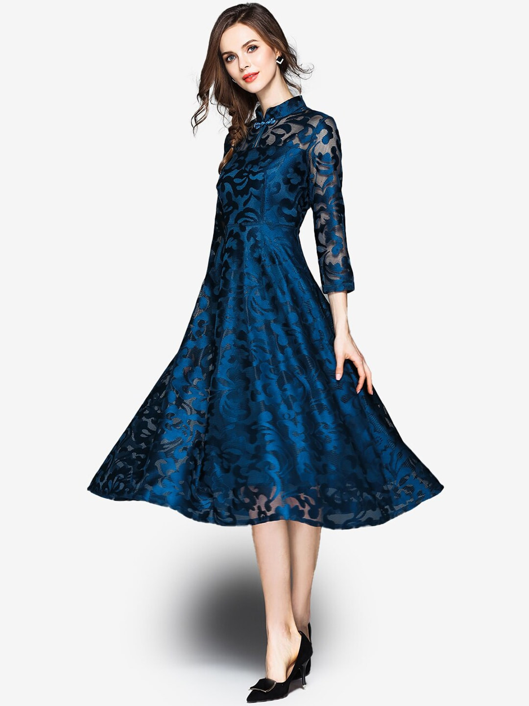 JC Collection Blue Lace Dress