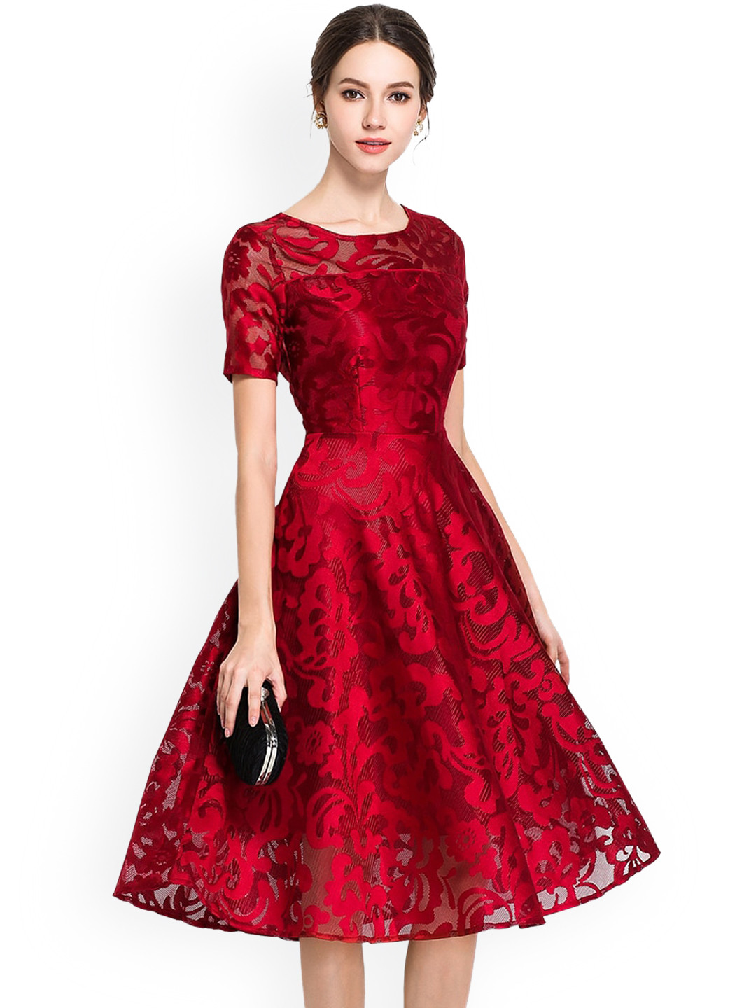 JC Collection Woman Red Midi Dress