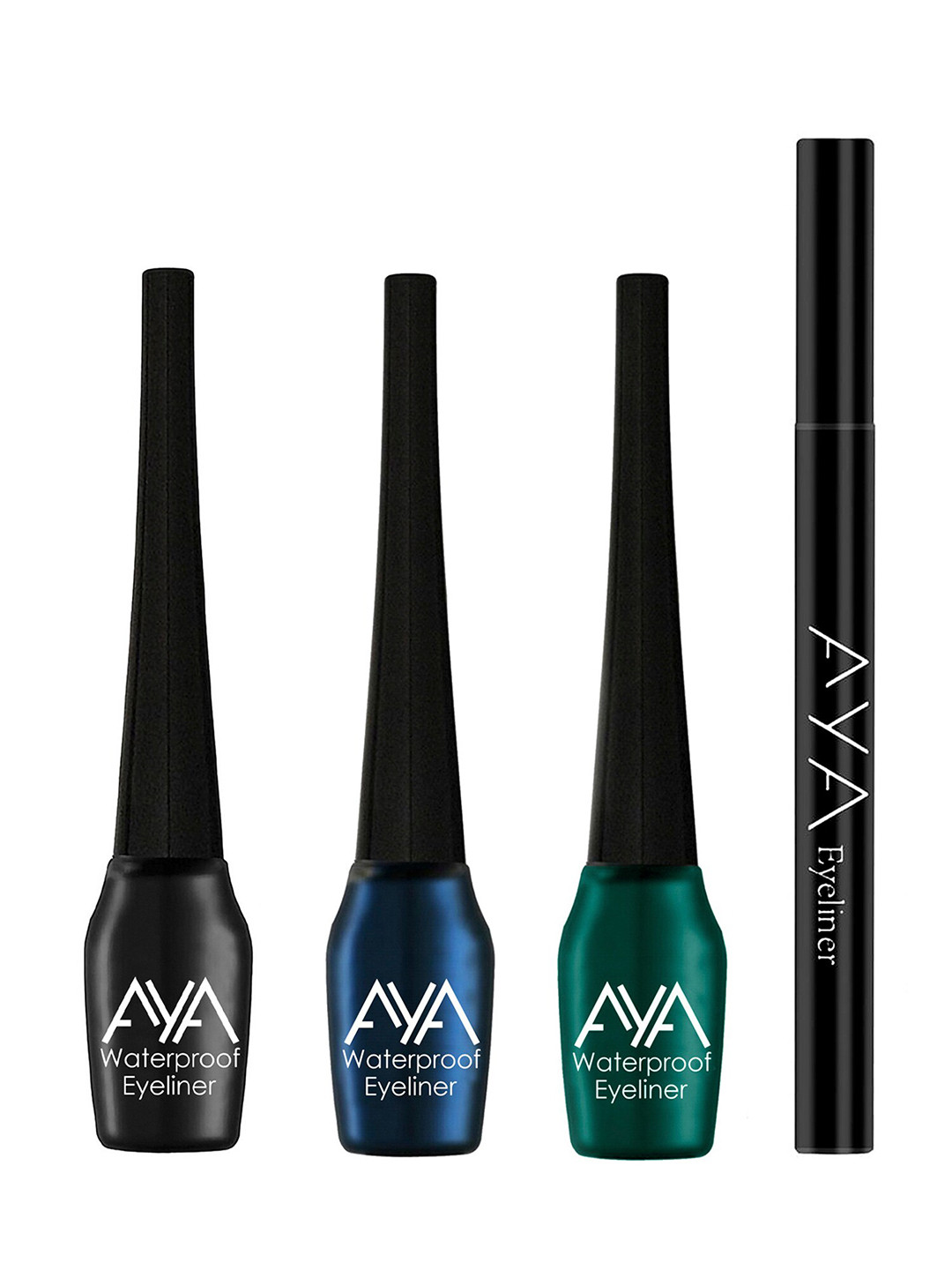 AYA Set of 4 Waterproof Eyeliners - Pen Eyeliner and Liquid Eyeliner