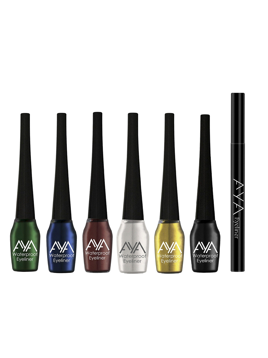 AYA Set of 7 Waterproof Pen Eyeliner & Liquid Eyeliner