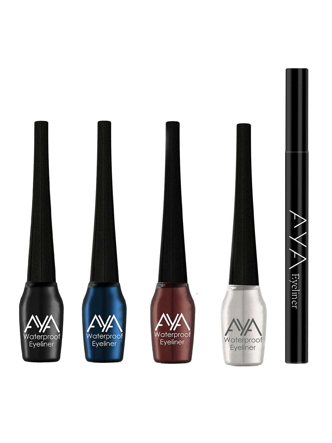 AYA Set of 5 Waterproof Pen Eyeliner & Liquid Eyeliner
