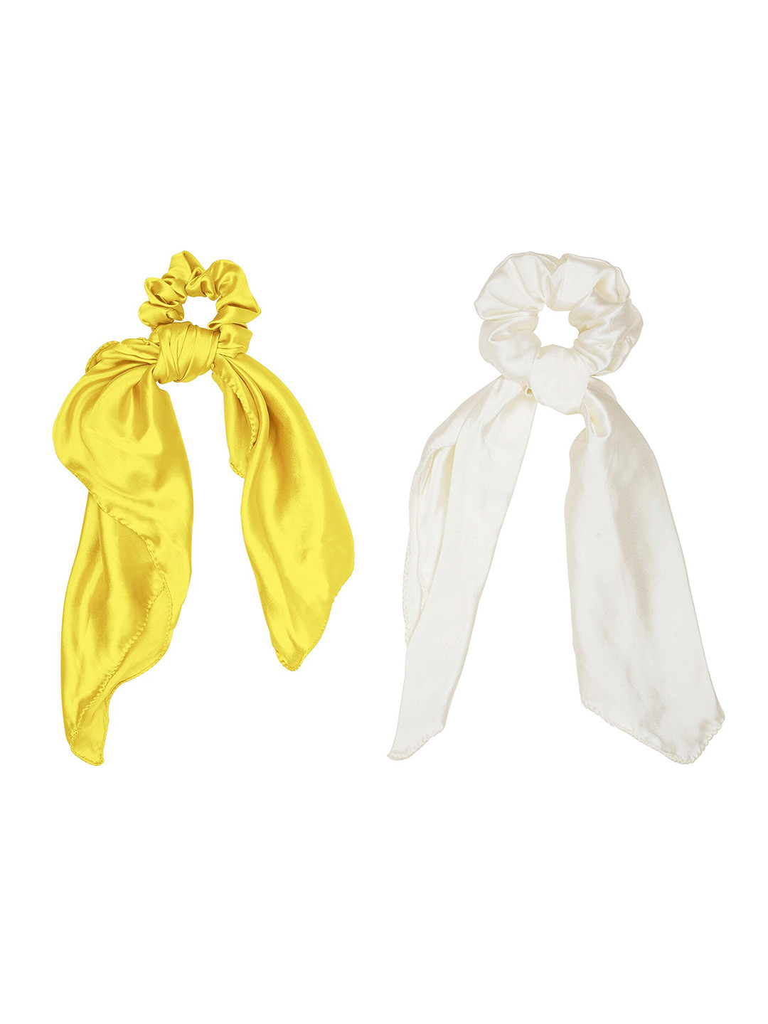 ONE on ONE Women Yellow & Off White Set of 2 Ponytail Holders