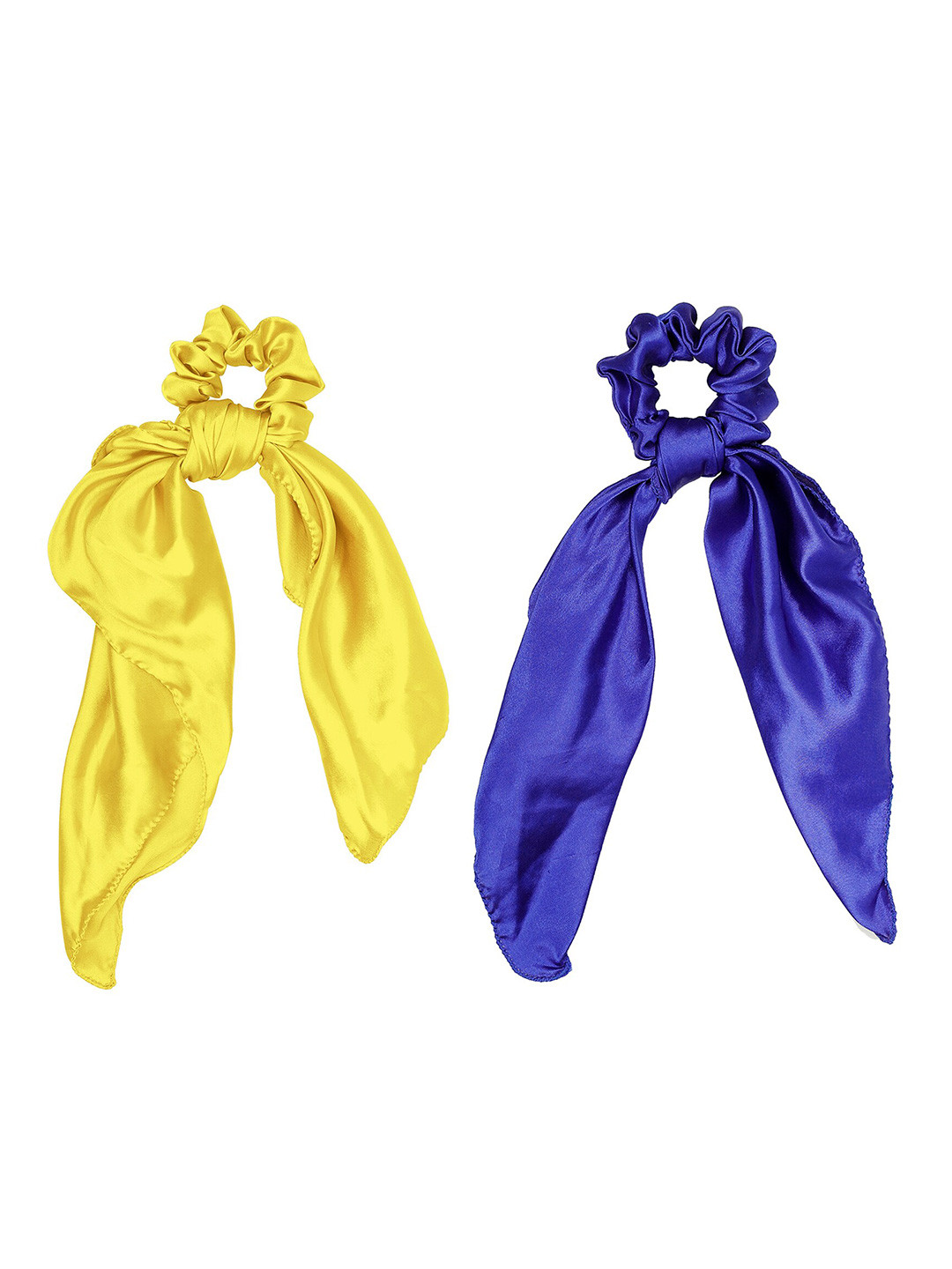 ONE on ONE Women Yellow & Navy Blue Set of 2 Ponytail Holders