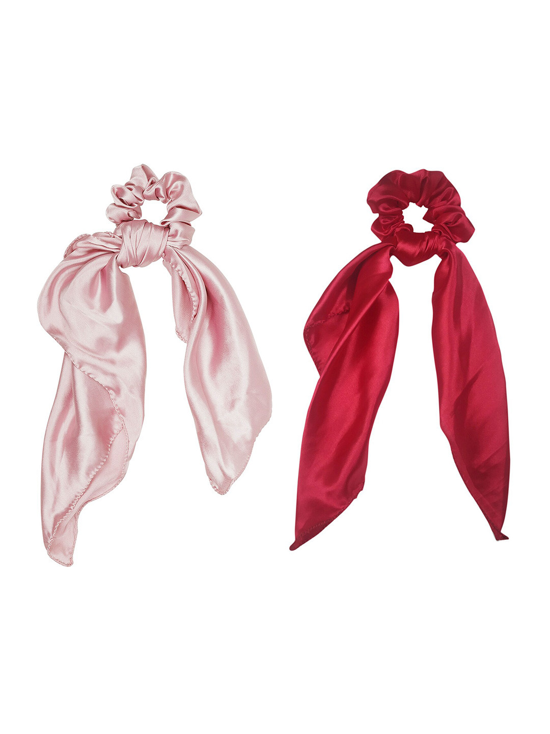 ONE on ONE Women Pink & Red Set of 2 Ponytail Holders