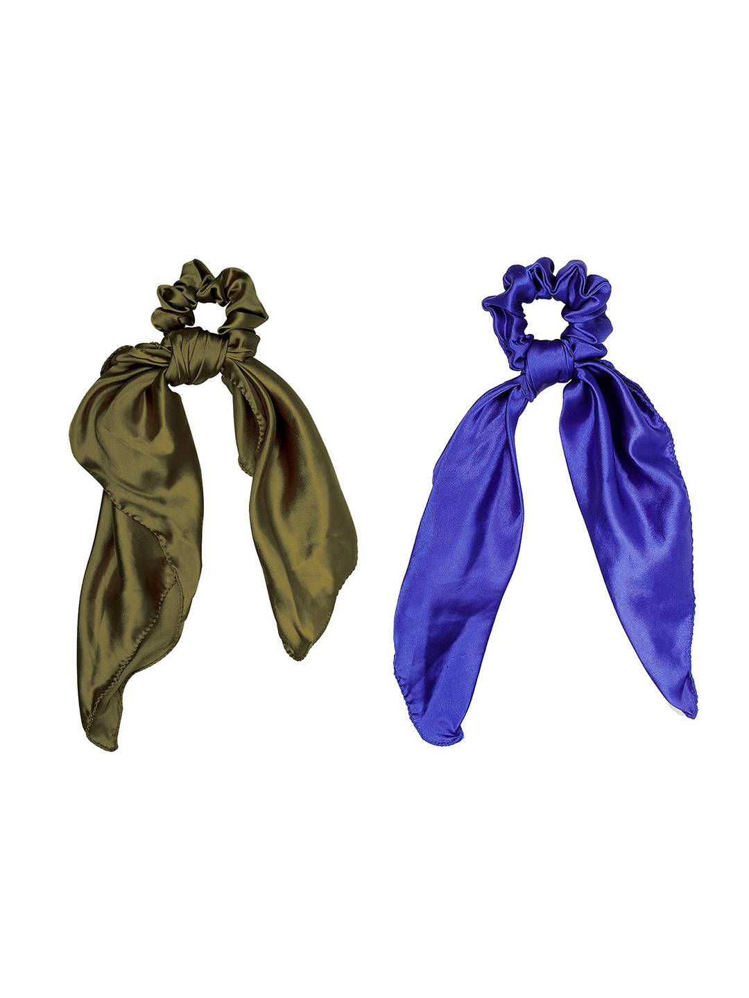 ONE on ONE Women Olive Green & Navy Blue Set of 2 Ponytail Holders