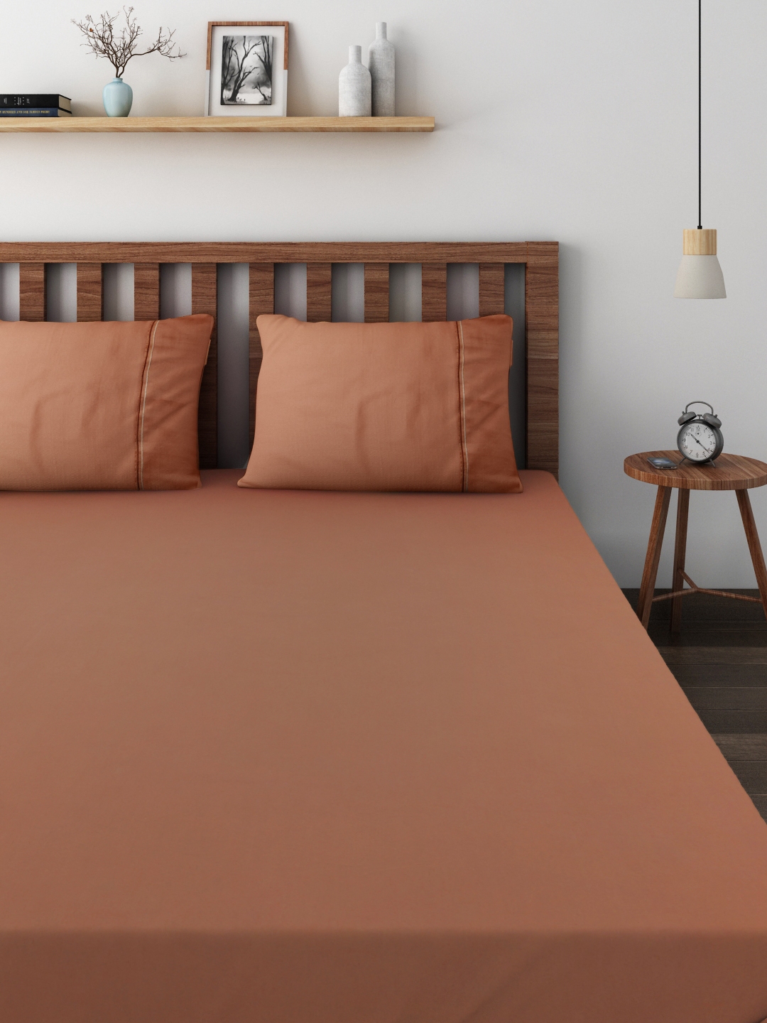 Buy Spread Rust Orange Cotton 400 Tc Superfine Double Bedsheet