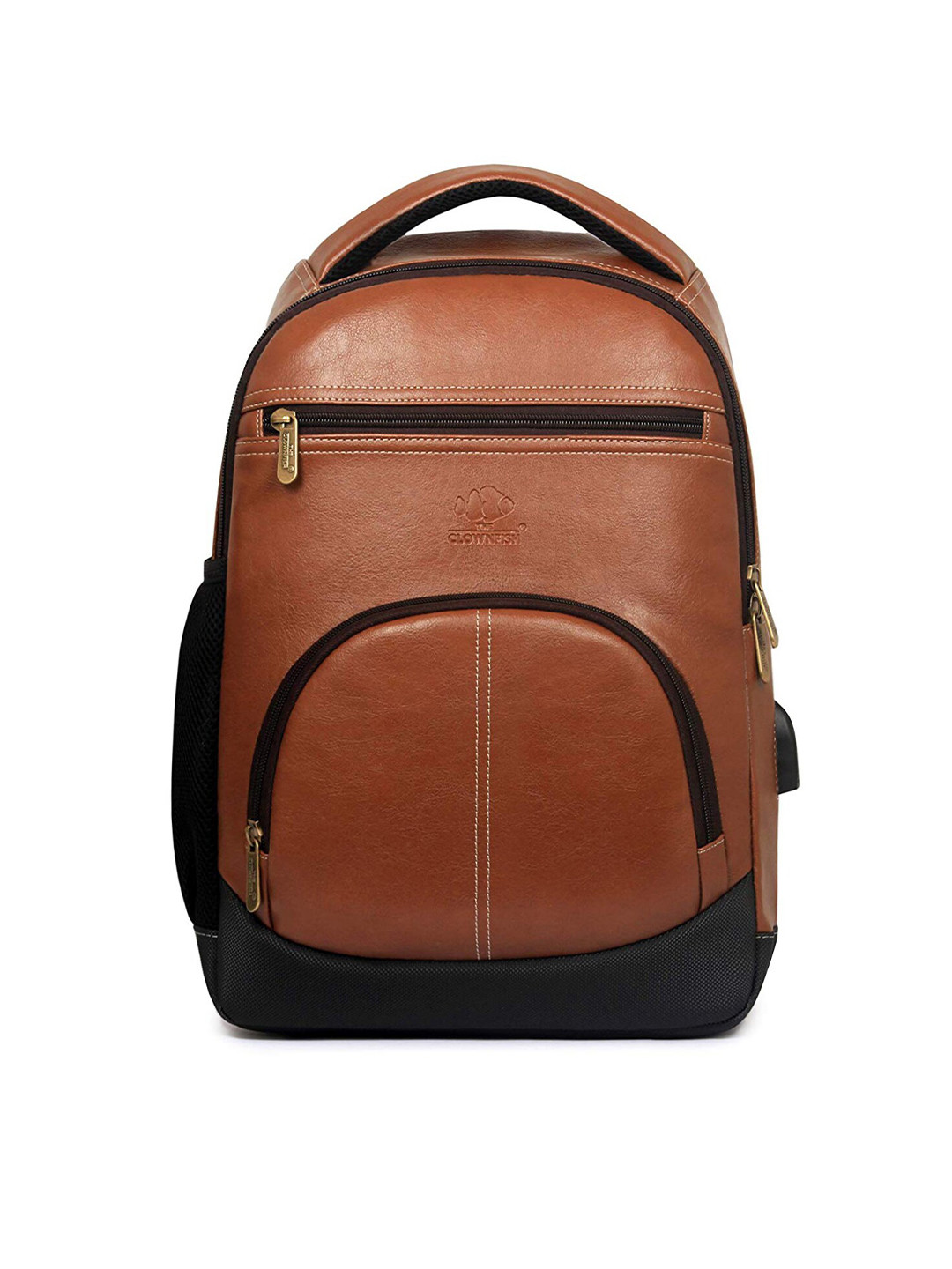 THE CLOWNFISH Fusion Unisex Tan & Black Solid Laptop Bag