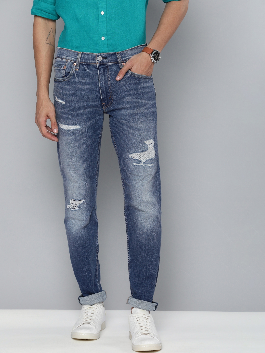 Buy Levis Men Blue 511 Slim Fit Mildly Distressed Light Fade Stretchable  Jeans - Jeans for Men 14852092 | Myntra