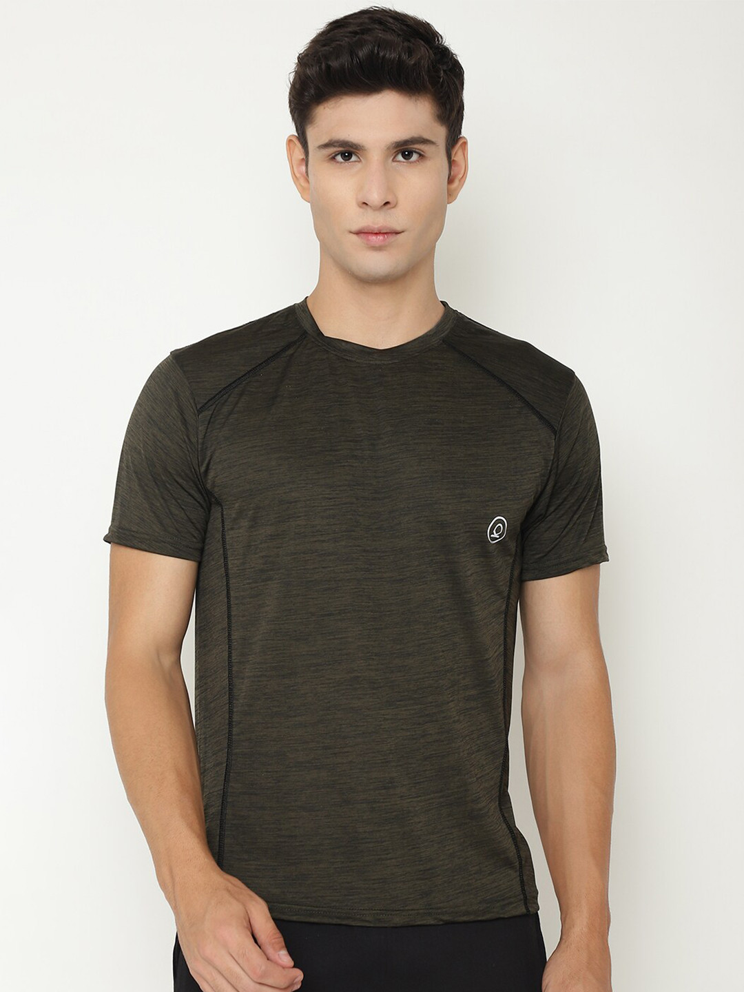 Chkokko Men Olive Green Dri-FIT Training or Gym T-shirt