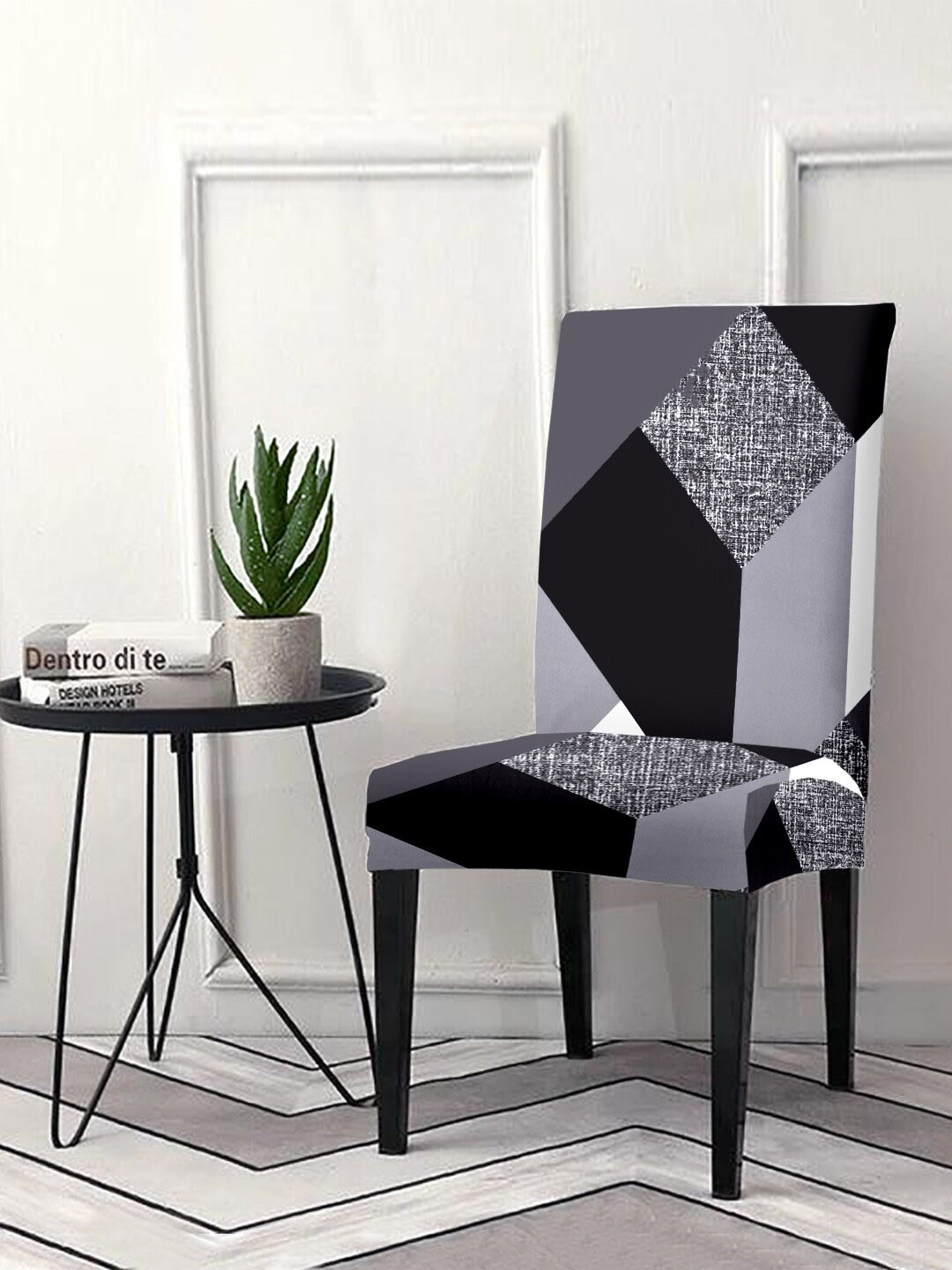 Cortina Black & Grey Printed Chair Cover