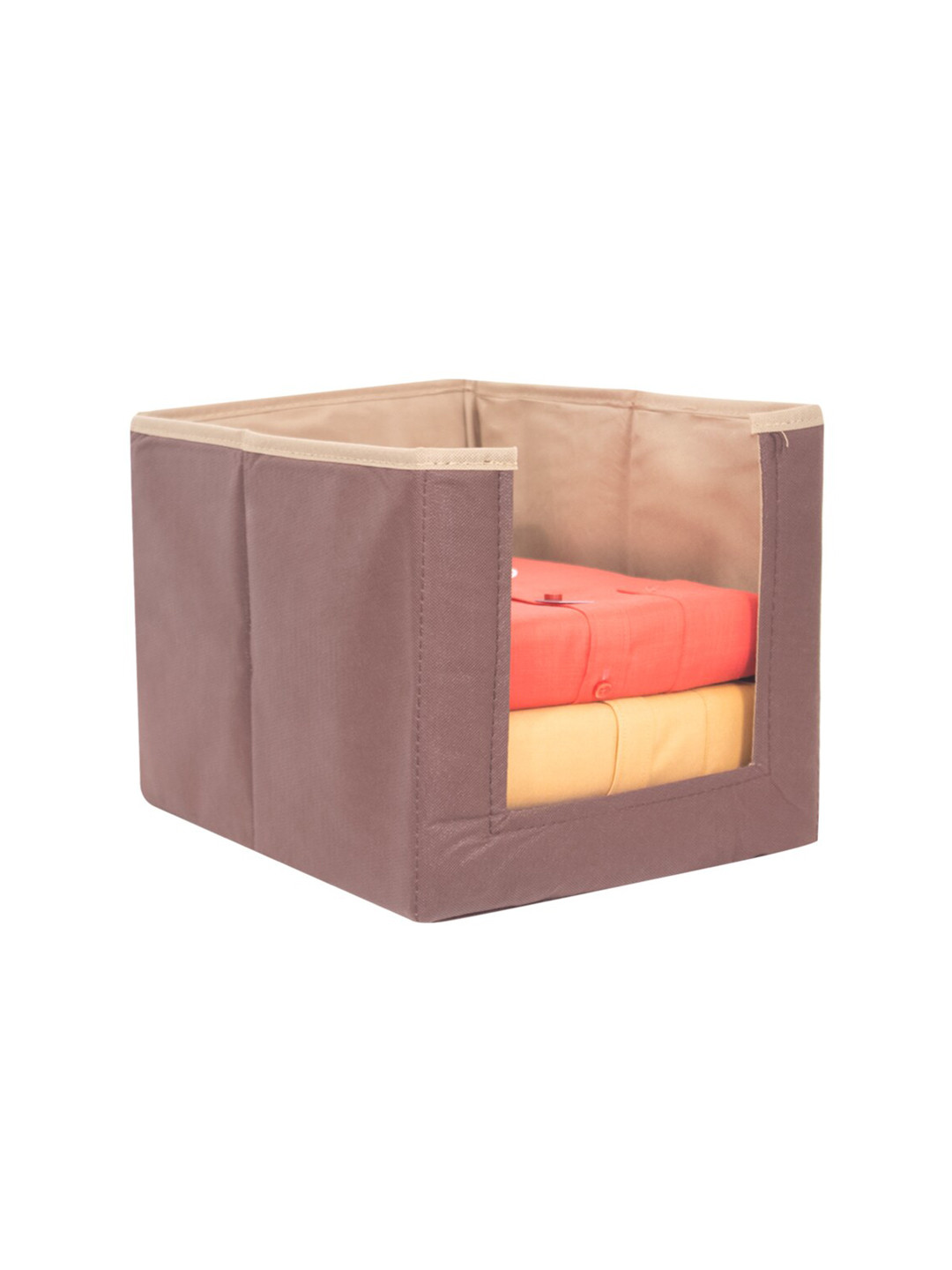 prettykrafts Beige & Brown Solid Shirt Stacker Wardrobe Organizer