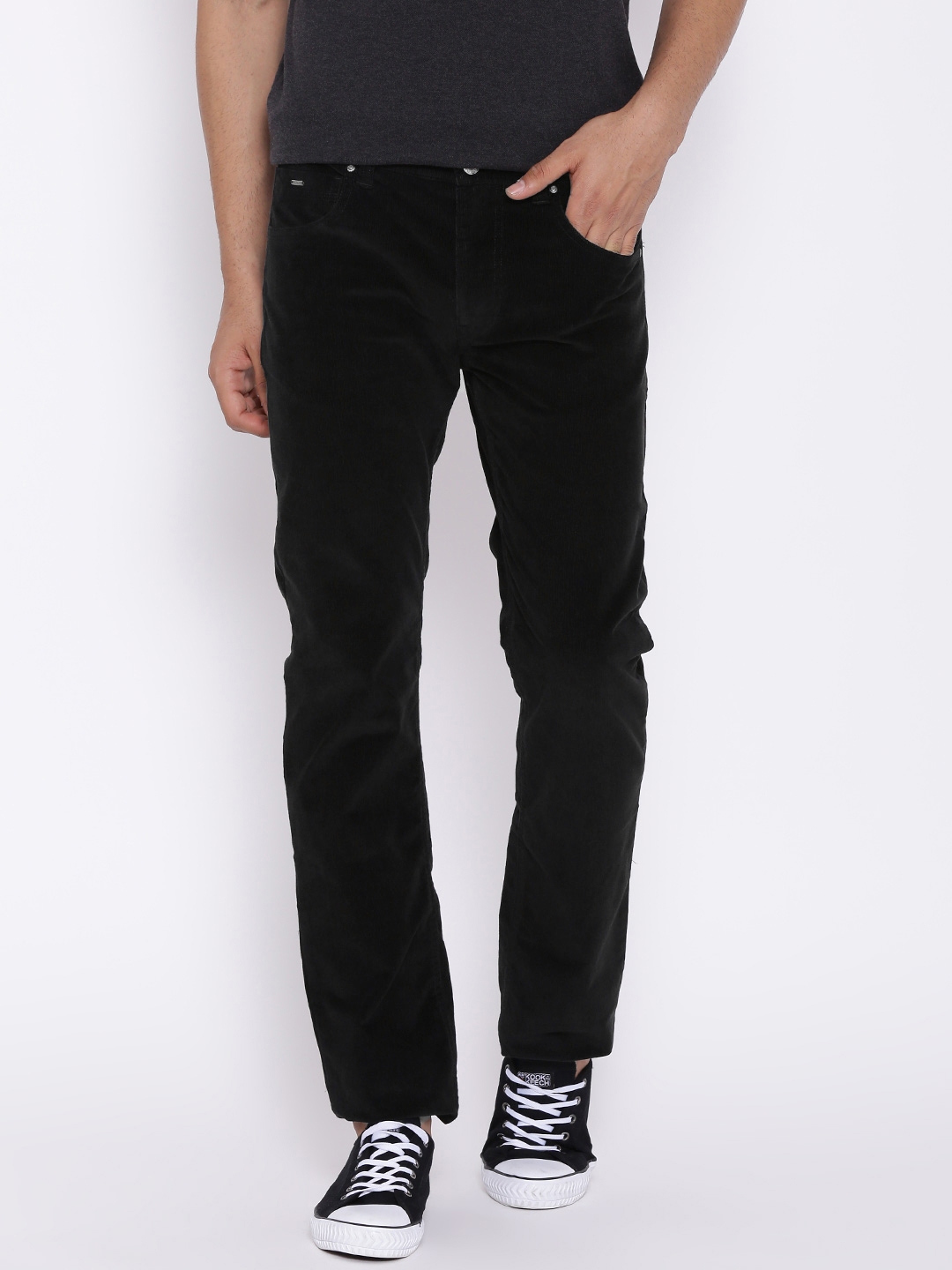 LeeMount Cotton Mens Black Plain Trousers Size 2840 Inch