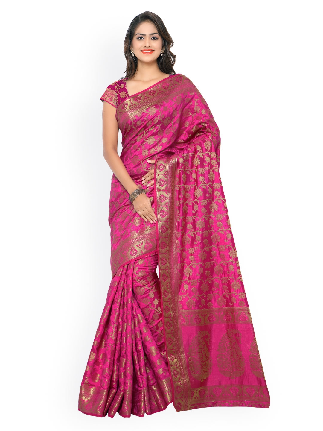 Pure Kanchipuram Soft Silk Saree, 6.3 m (with blouse piece)