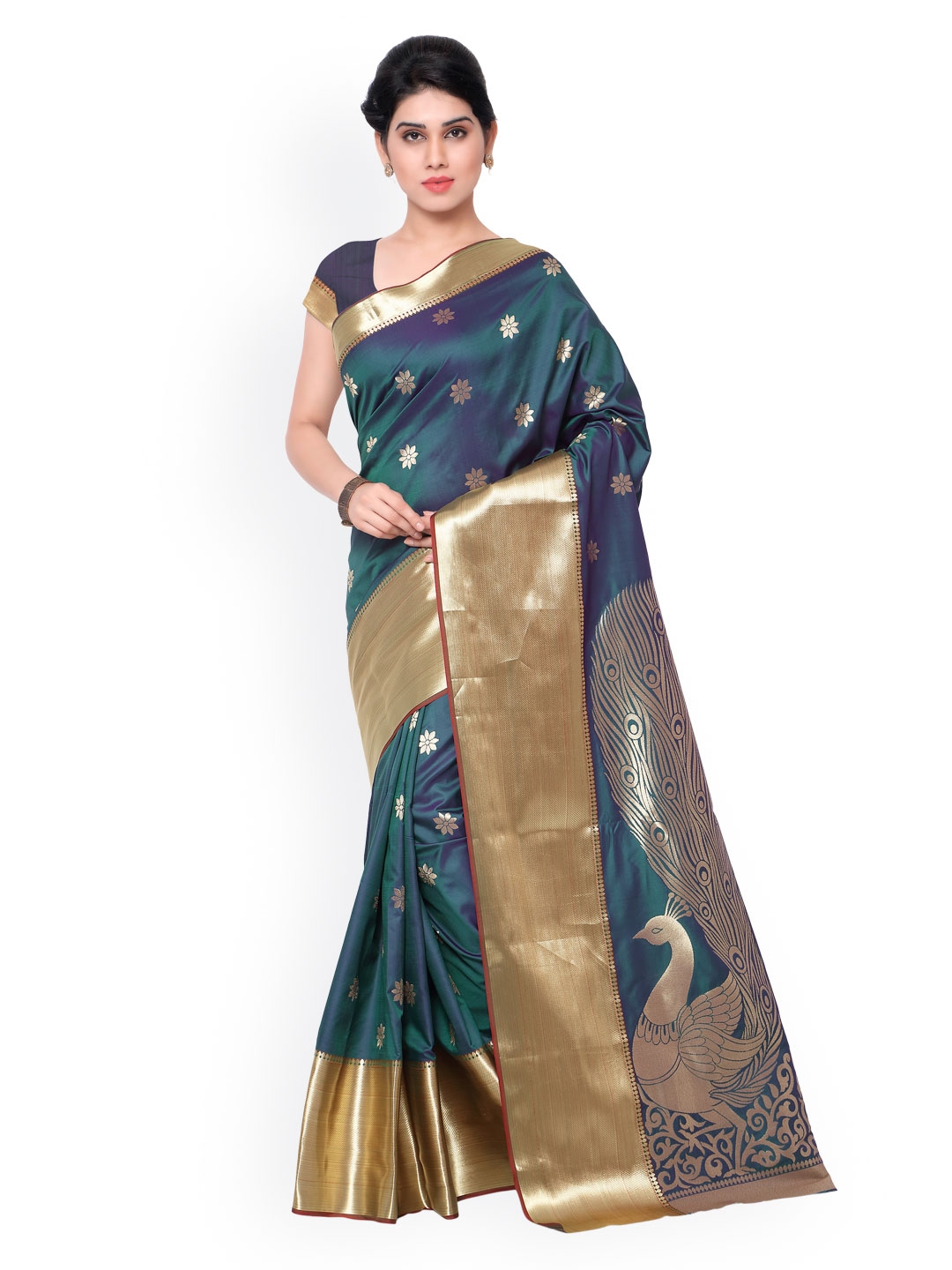 Buy Varkala Silk Sarees Green Kanjeevaram Art Silk Traditional