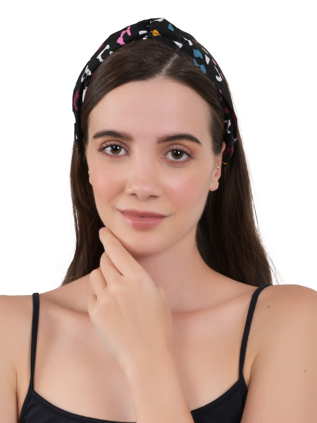 BuckleUp Women Black & Teal Printed Hairband