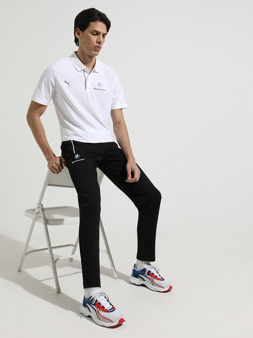 PUMA Motorsport Men Black Solid BMW Slim Motorsports Track Pants