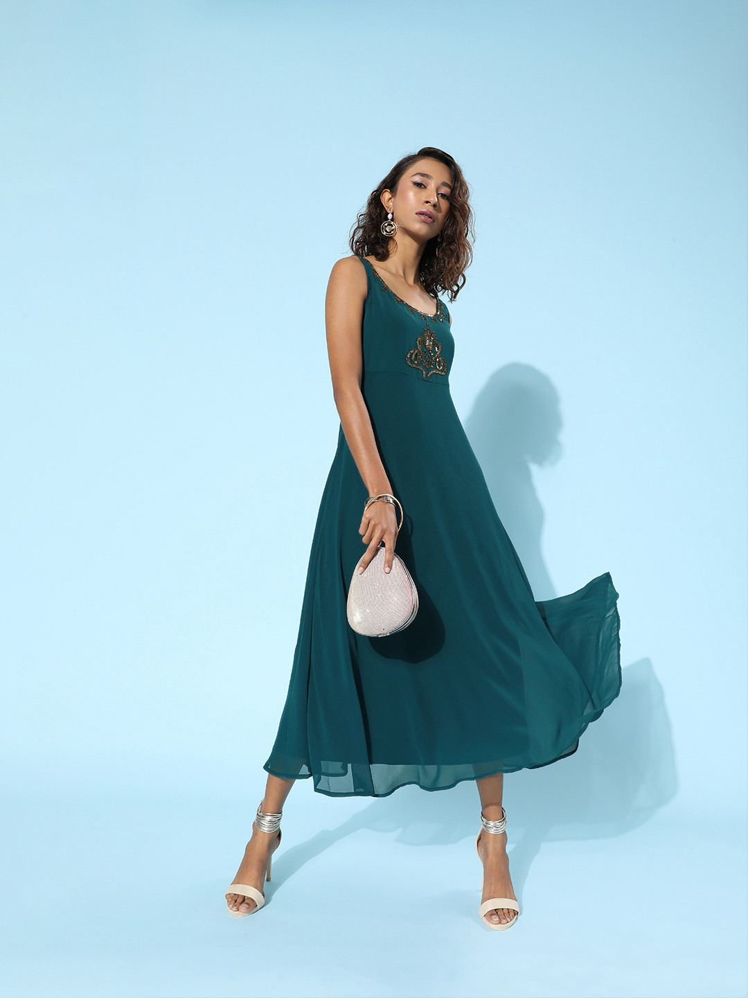 Antheaa Tranquil Teal Ethnic Motifs Ethnic Motifs Dress