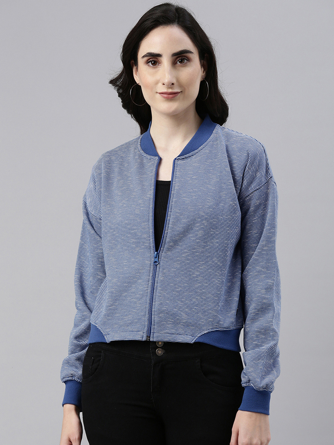 Campus Sutra Women Blue Windcheater Outdoor Sporty Jacket