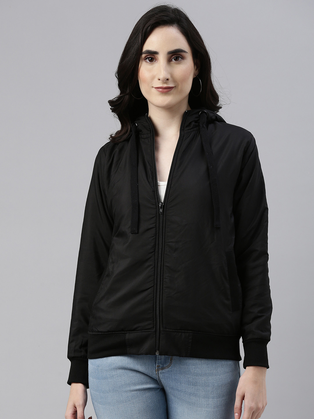 Campus Sutra Women Black Outdoor Tailored Jacket