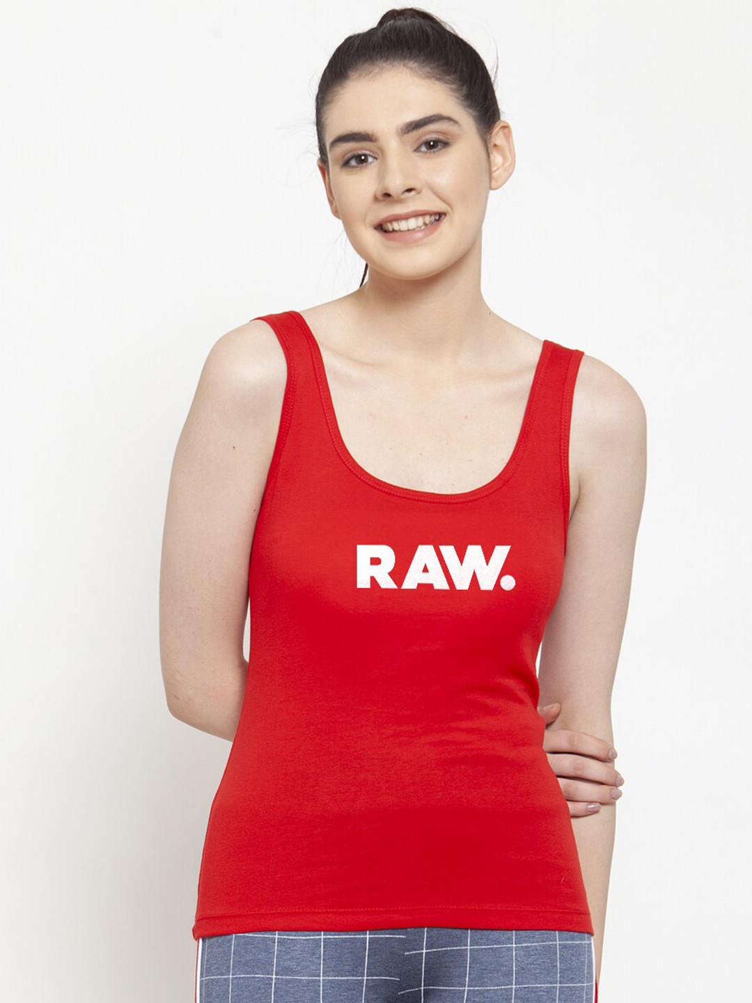 Friskers Red Typography  Printed Tank Top