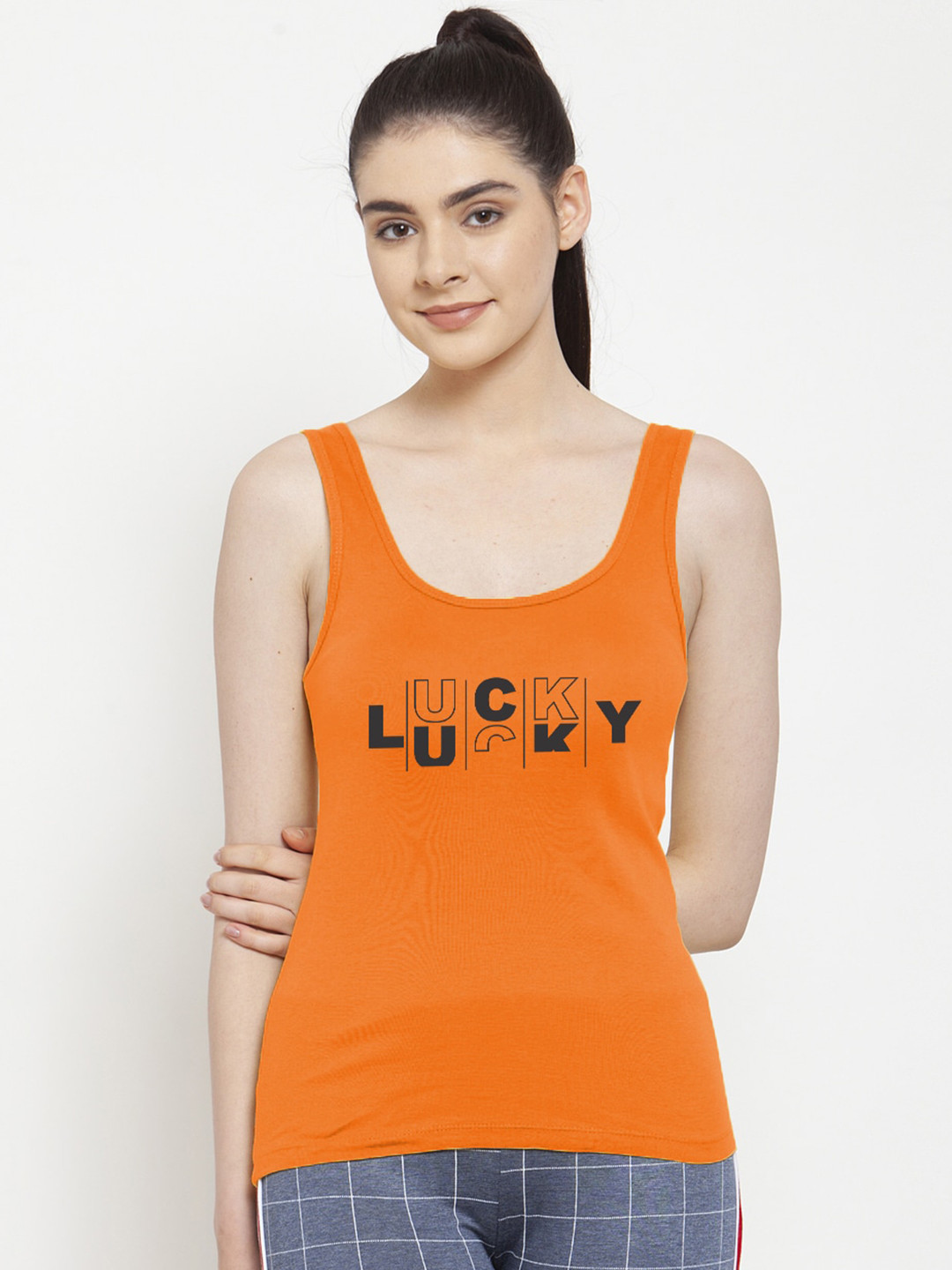 Friskers Women Orange Tank Top