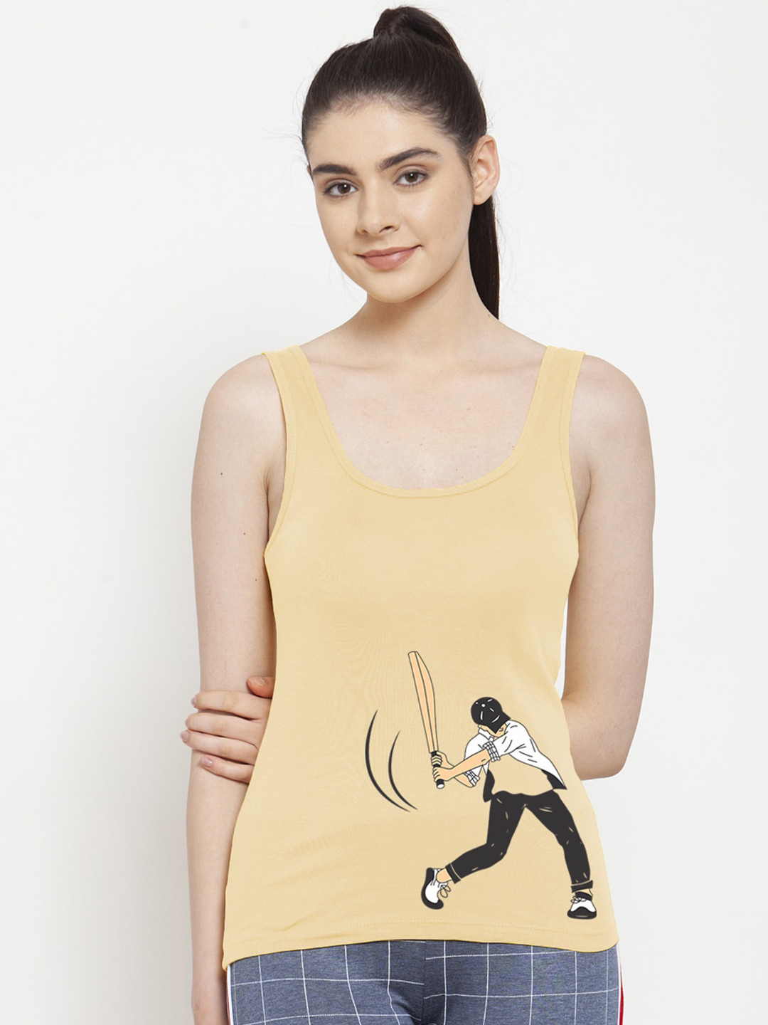 Friskers Women Beige Tank Top