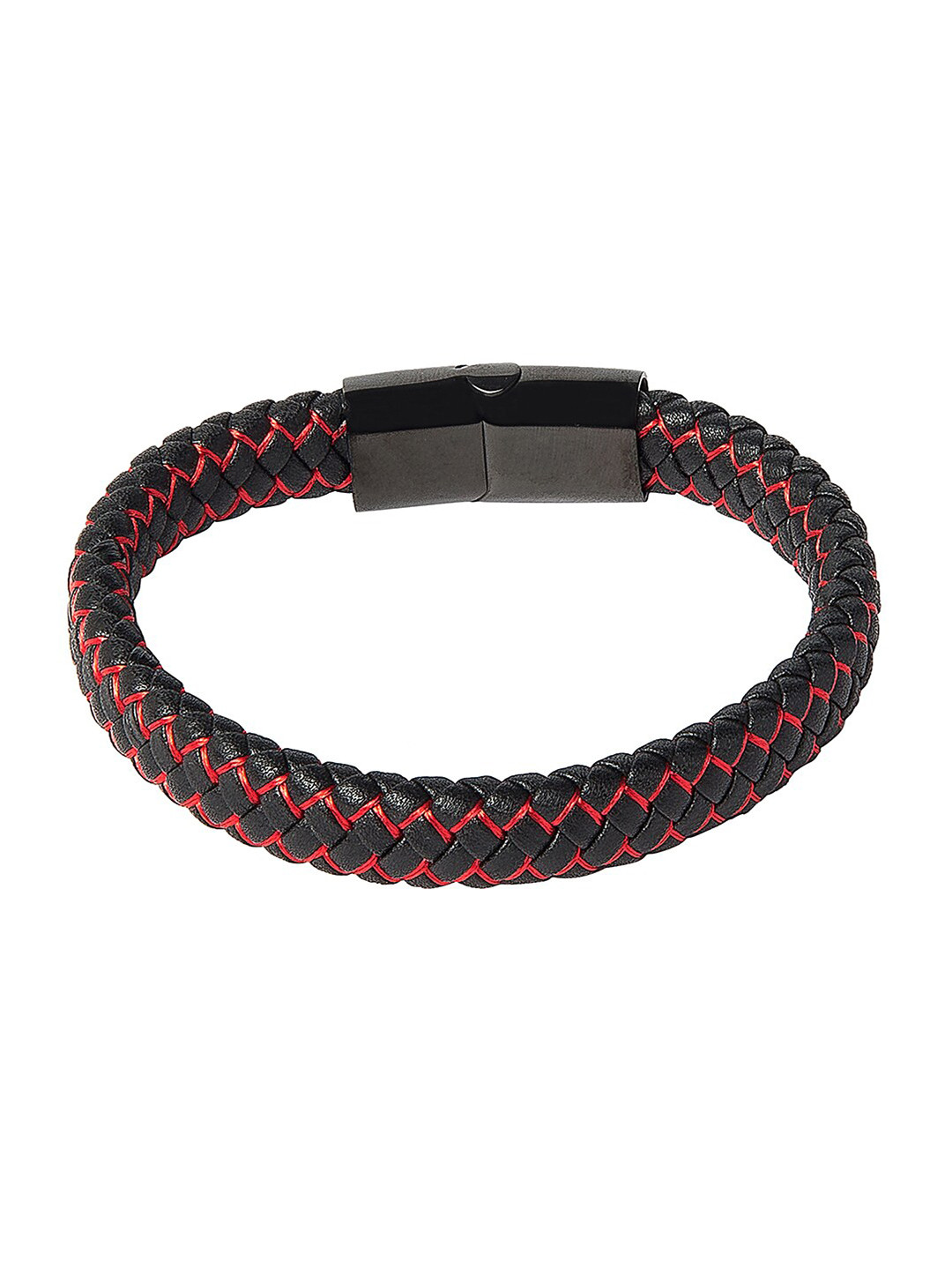 Bodha Men Black & Red Leather Multistrand Bracelet