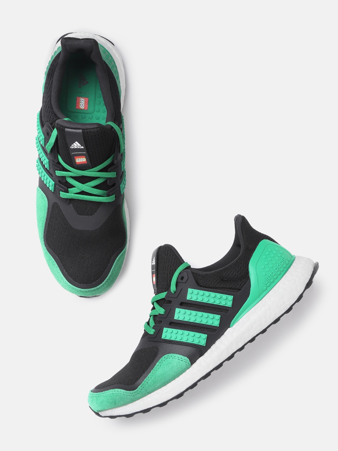 ADIDAS Men Black Green Ultraboost X Lego Colourblocked Running Shoes