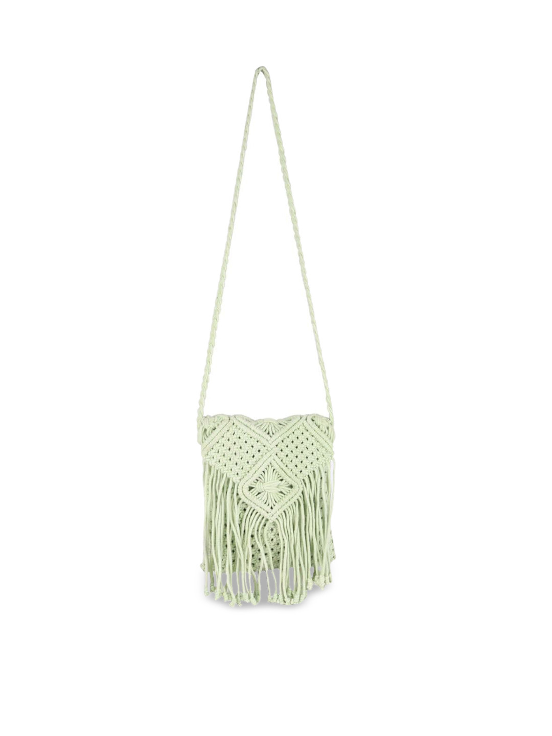 ASTRID Women Green Swagger Sling Bag with Fringed