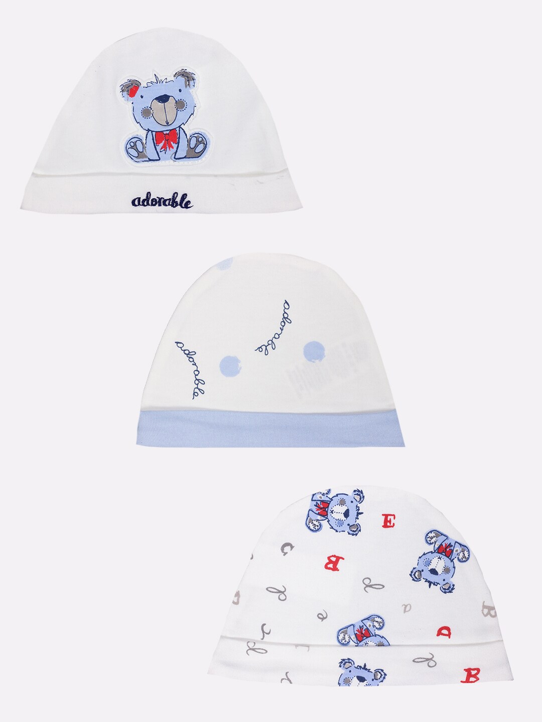 BABY GO Infants Multi Solid Multicolor Caps Pack of 3