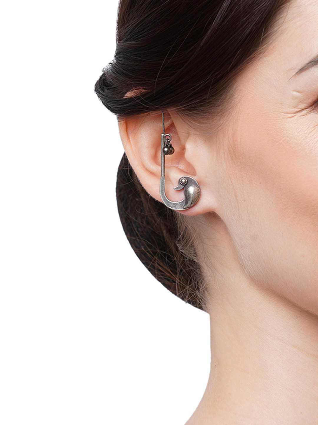Binnis Wardrobe Silver-Toned Contemporary Ear Cuff Earrings