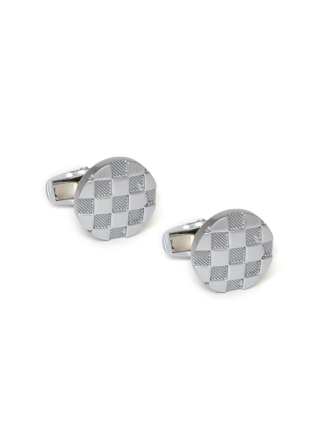 Alvaro Castagnino Grey & Silver-Toned Round Cufflink