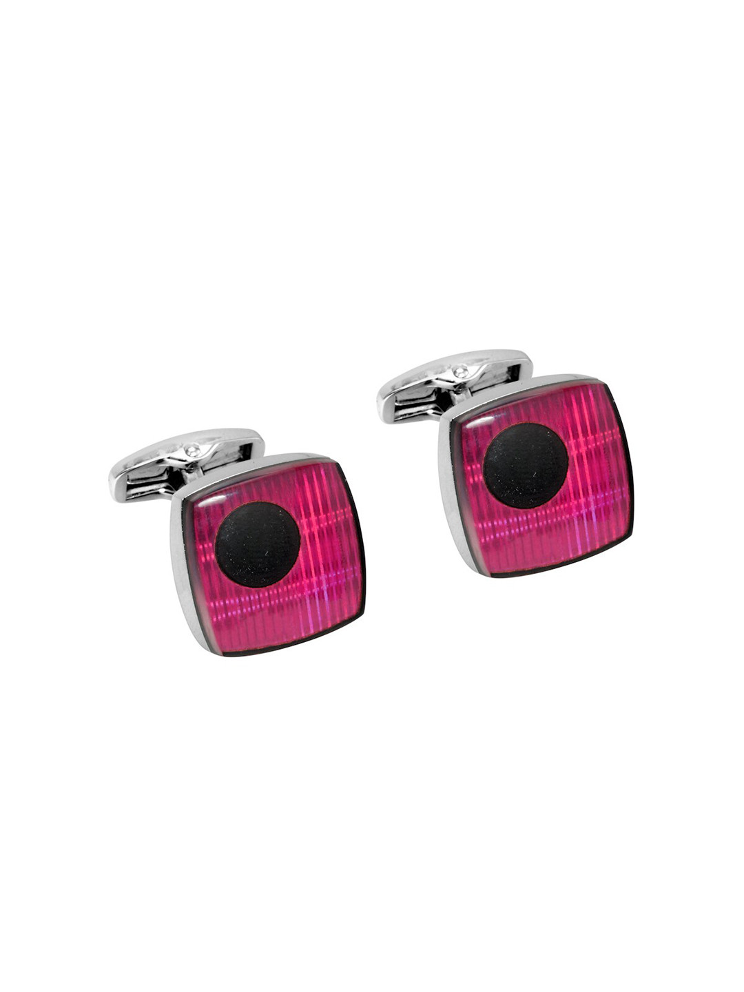 Alvaro Castagnino Silver-Toned & Pink Cufflinks