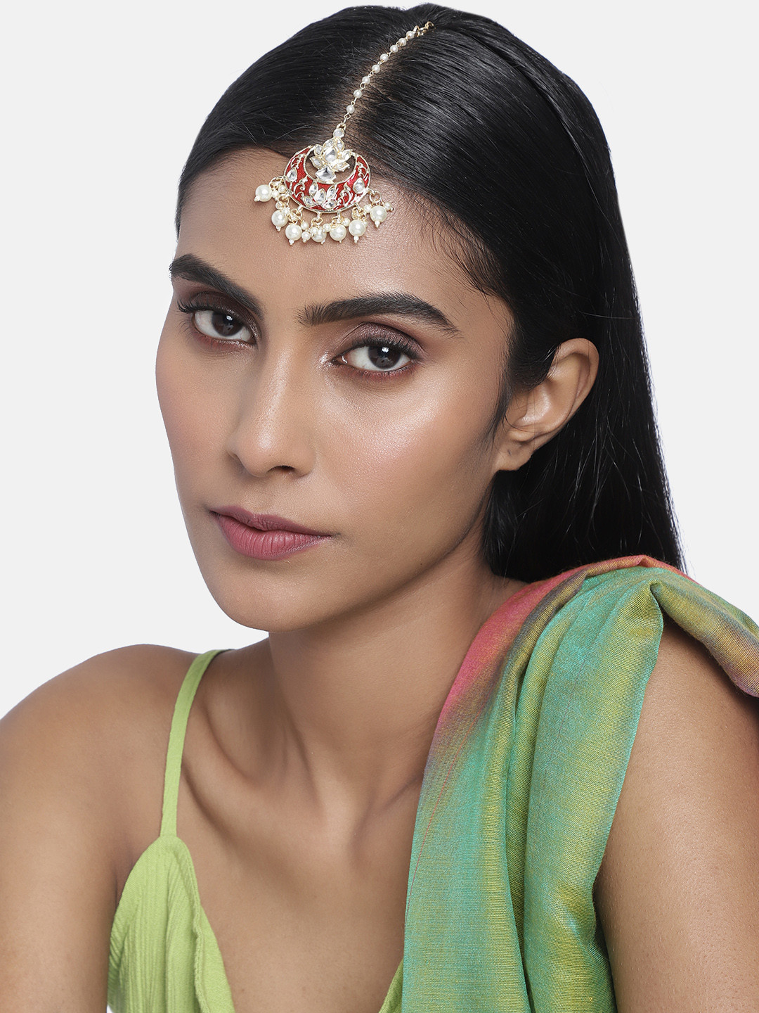 Laida Gold-Plated Handcrafted Pearl Embellished Maang Tikka